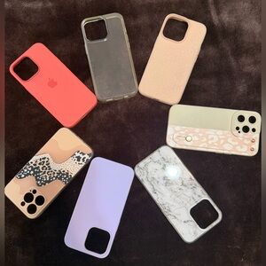 Apple Phone Cases in Red, Clear, Pink, Purple, and Patterned Designs
